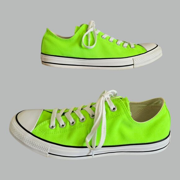 Converse All Star Sneakers Shoes Neon Lime Green 152808F Women Size 12 Men 10 - Picture 2 of 10